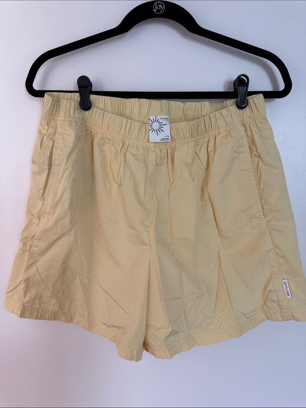 aerie Pale Yellow Athletic Shorts with Elastic Waist